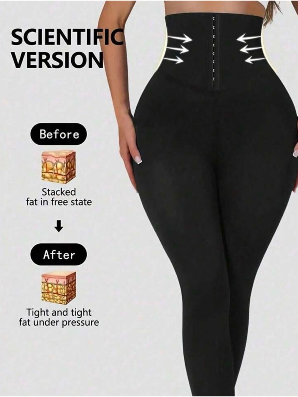 High-Waist Black Shaping Leggings with Built-In Waist Cincher